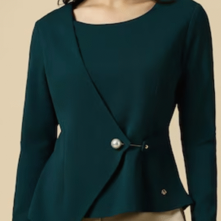Women Green Solid Formal Top